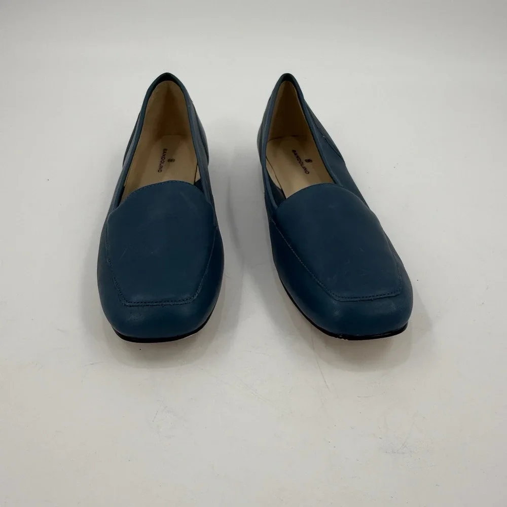 Bandolino Women's 8M Blue Teal Leather Loafers Slip On Flats Square Toe